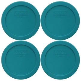 Pyrex 7201-PC 4-Cup Turquoise Plastic Replacement Food Storage Original Genuine Pyrex Lid, Made in USA - 4 Pack
