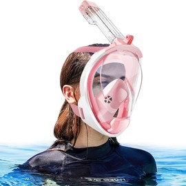 HEARTST Full Face Snorkel Mask, 180° Ultra Wide Angle Double Floating Ball Design, Diving Mask, Anti-Fog, Leak Proof, Diving Sports Camera, Snorkeling Mask, Includes Storage Bag, Freely Breathable