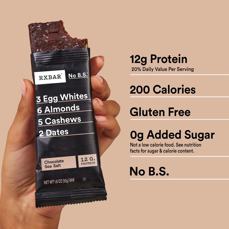 RXBAR Protein Bars, Protein Snack, Snack Bars, Chocolate Sea Salt,