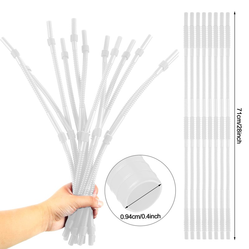 Geiserailie 12 Pieces Flexible Drinking Straws Extra Long Bendy Plastic