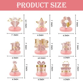 18th Birthday Decorations, Girls Birthday Party Supplies, Honeycomb Table Topper For Birthday Party Decorations, 18th Birthday Decorations Set for Girls (18TH)
