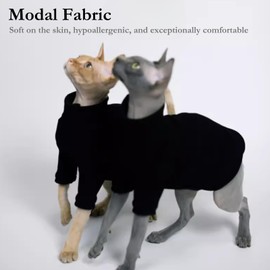 Cat Hypoallergenic Basic Shirt, Soft Breathable Warm Pullover Clothes Clothing for Hairless Sphynx, Devon & All Indoor Kittens (Black,S)
