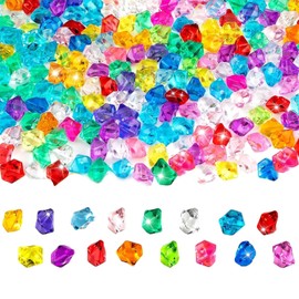 500 PCS Acrylic Gems Fake Ice Rocks, Rainbow Mix Color Fake Ice Cubes Crystals Treasure Gems for Wedding Decoration Vase Fillers Crafts DIY Photography Props