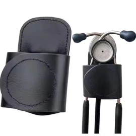Stethoscope Holster with Belt Clip, PU Leather, Black, Portable Medical Equipment Holder