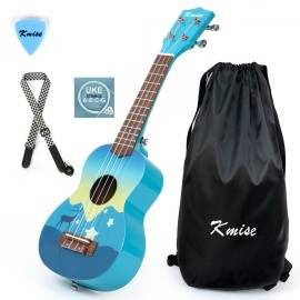 Unbranded Kmise Soprano Ukulele 21 inch Basswood with Carry Bag Tuner String