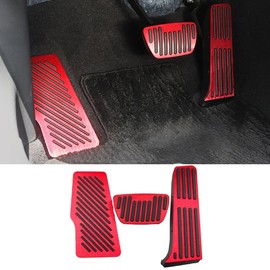 SAUWU 3Pcs Aluminum Alloy Pedal Cover for Toyota Camry 2018 2019 2020 2021 2022 No Drilling Aluminum Brake and Accelerator Pedal Covers,Red