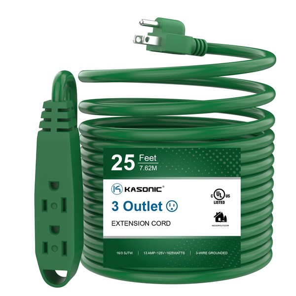 K KASONIC - Cable de extensión de 3 Tomas, Certificado