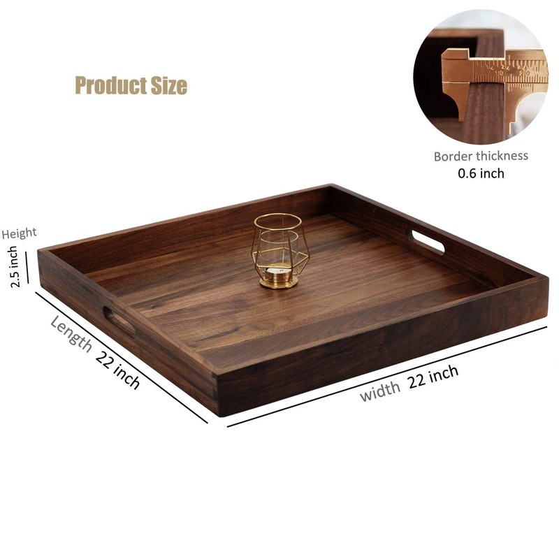MAGIGO 22 x 22 Inches Large Square Black Walnut Wood
