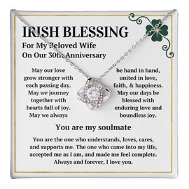 Irish Blessing For Wife Necklace Message Card Box Love Knot Mahogany - May Our Love Grow Stronger - 30th Wedding Anniversary From Husband