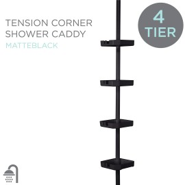 Bath Bliss 4 Tier Tensions Corner Shower Caddy Shelves Adjustable 48“-101” Ba...