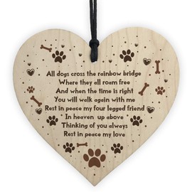 RED OCEAN Handmade Pet Memorial Plaque For Dog Wooden Heart Memorial Bauble Animal Sign Keepsake