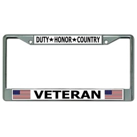 Military Veteran Chrome License Plate Frame