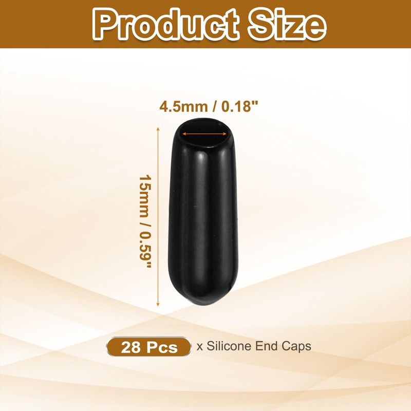 sourcing map 28Pcs Rubber End Caps, 4.5mm(3/16") ID 16mm(5/8") Height