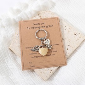 SKIRIFLA Teacher Keychain Christmas Gifts for Women, Daycare Teacher Appreciation Gifts for Women, Kindergarten Preschool Teacher Gifts, Thank You Cute Teacher Gifts - Citrine