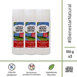 bienestar NEEM ERFRE Talco de Corteza de Neem Pulverzidad- Sin quimicos- Natural- Para Pies - Para toda la familia -Kit de 3 100 g cu - 3.52 oz each  