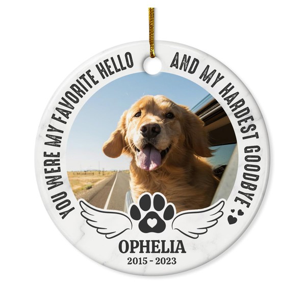Personalized Pet Memorial Ornament - My Favorite Hello Hardest Goodbye