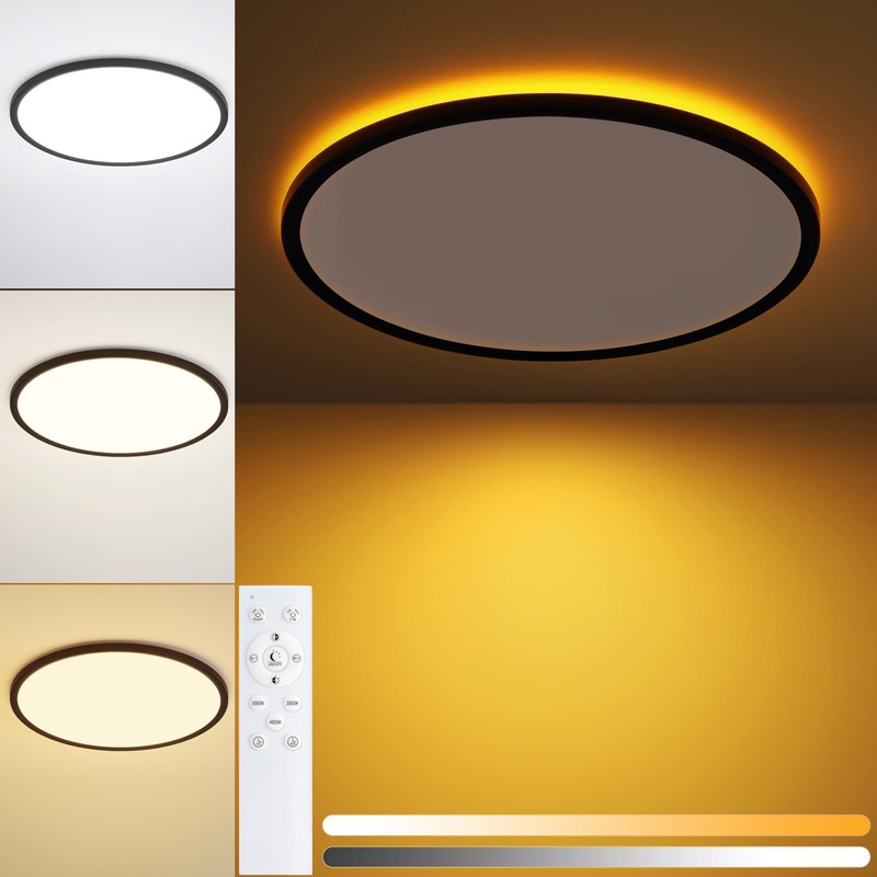 15 Inch Flush Mount Ceiling Light with Night Light, 36W