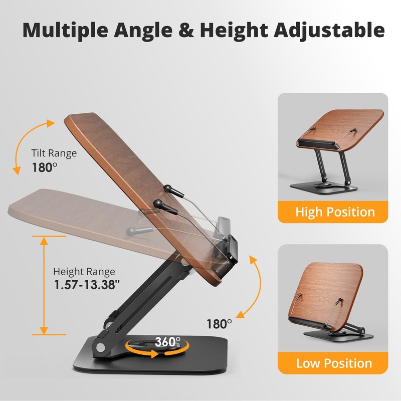 SupeDesk Book Stand for Reading, Adjustable Book Holder with 360°