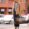 Leather Mens Messenger Bag Vintage 15.6 Inch Waterproof Leather Laptop