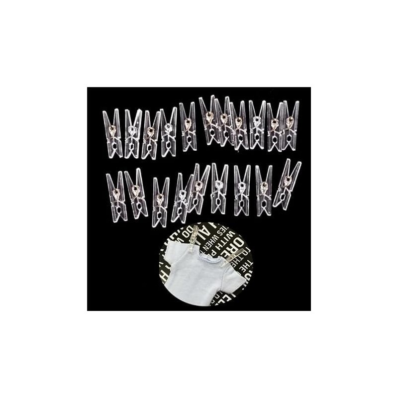 20Pcs Clear Plastic Clothes Pins,Clothes Line String Clips, Mini Clothes