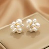 Pearl Stud Earrings for Women,Large Pearl Cluster Earrings,Cute Big Beaded