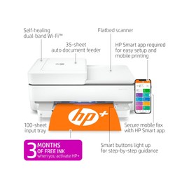 HP ENVY 6455e Wireless Color Inkjet Printer, Print, scan, copy, Easy setup, Mobile printing, Best-for-home, 3 month Instant Ink trial included, white