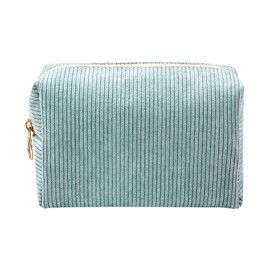 Corduroy Cosmetic Bags Fabric Makeup Bag Pouch Small Make up Bag Travel Cosmetic Organizer Portable Toiletry Organizer Bag for Women Girls Blue