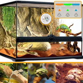 Reptile Tank Thermometer, Mini Digital Hygrometer Thermometer Gauge, Indoor Outdoor Temperature Humidity Meter for Greenhouse Humidors Incubators Reptile Terrarium Jars, Fahrenheit (℉) or Celsius(℃)