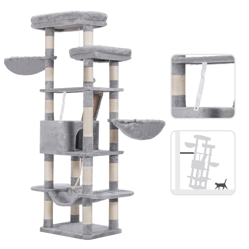 Heybly Cat Tree, 68 inch Multi-Level Cat Tower for Indoor