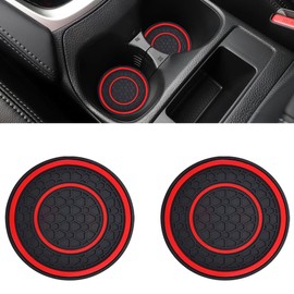 2PCS Car Cup Holder Coasters, 2.75 Inch Auto Non-Slip Anti Dust Cup Mats, Console Cup Holder Insert Coaster Auto Insulated Mats, Universal Interior Accessories for Most Cars (Red)