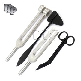 DDP TACTICAL BLACK - SET OF 4 PCS REFLEX TAYLOR HAMMER MALLET TUNING FORK C 128 512 HZ BANDAGE SCISSORS 5.5"