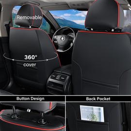 Coverado Car Seat Covers Full Set, 2 in 1 Waterproof Seat Covers for Cars, Leather Car Seat Cover Protector Automotive Seat Covers Universal Fit for Most Cars SUVs and Trucks Car Accessories(Beige)