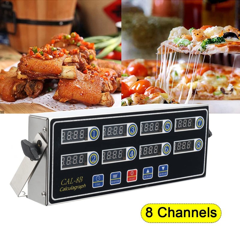 8 Channel Digital Kitchen Timer - Commercial Stainless Steel Calculagraph