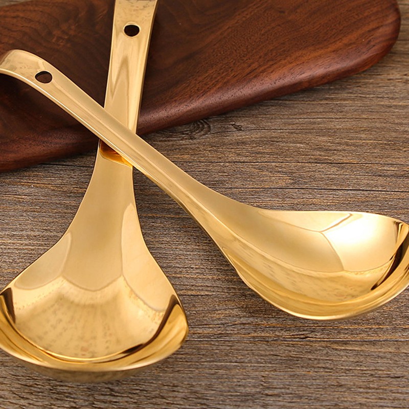 Serving Spoon Glossy Thickened Brass Gold Serving Spoons Soup Spoons