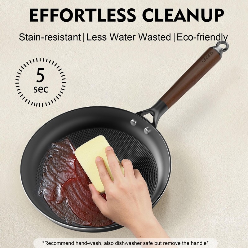 LAMFO Non Stick Frying Pans, 8" Honeycomb Long-Lasting Cast Iron