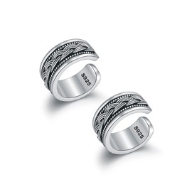 CHIC & ARTSY Cuff Earrings 925 Sterling Silver Ear Cuff Earrings Non-Piercing Fake Helix Cartilage Cuff Earrings Various Styles Conch Ear Cuffs Fine Jewelry for Women Man, Sterling Silver, No Gemstone