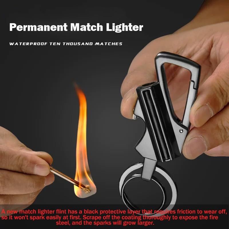 2 Pack Permanent Match Keychain Lighter, Metal Infinity Lighter, Forever