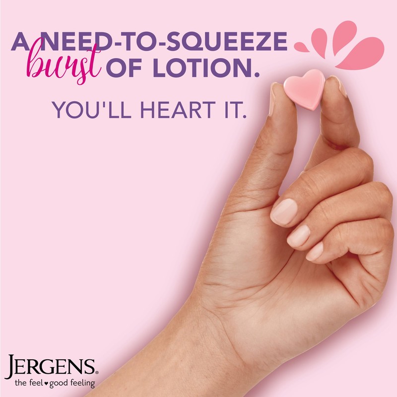 Jergens Cherry Almond Lotion Bursts, Squishy Heart-Shaped Moisturizer Bursts, Lotion