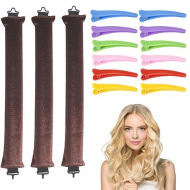3 Stück Locken Ohne Hitze Heatless Curls Band mit 9 Haarnadel Lockenwickler über Nacht mit Haken Hitzefreier Lockenstab Lockenwickler Ohne Hitze Overnight Blowout Lockenband für DIY Curls