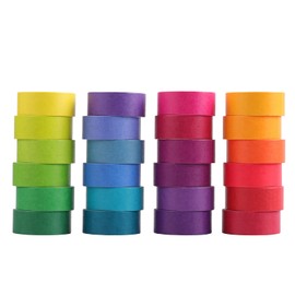 Cotrida 24 Rolls Washi Tape Set, 15mm Rainbow Colored Masking Tape, Decorative Tape for Bullet Journaling, Scrapbooking, DIY Arts & Crafts, Vision Board, Holiday Decoration