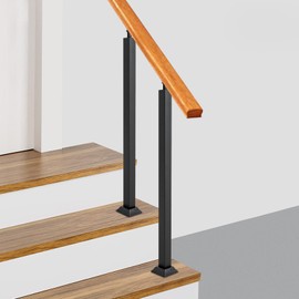 Stair Railing Balusters Black Metal Square Cable Railing Post 270° Adjustable Banister Column Pre-Drilled Handrail Post for Deck, Stair, Garden, Outdoor Stairs Remodeling (33"/85cm, 1)