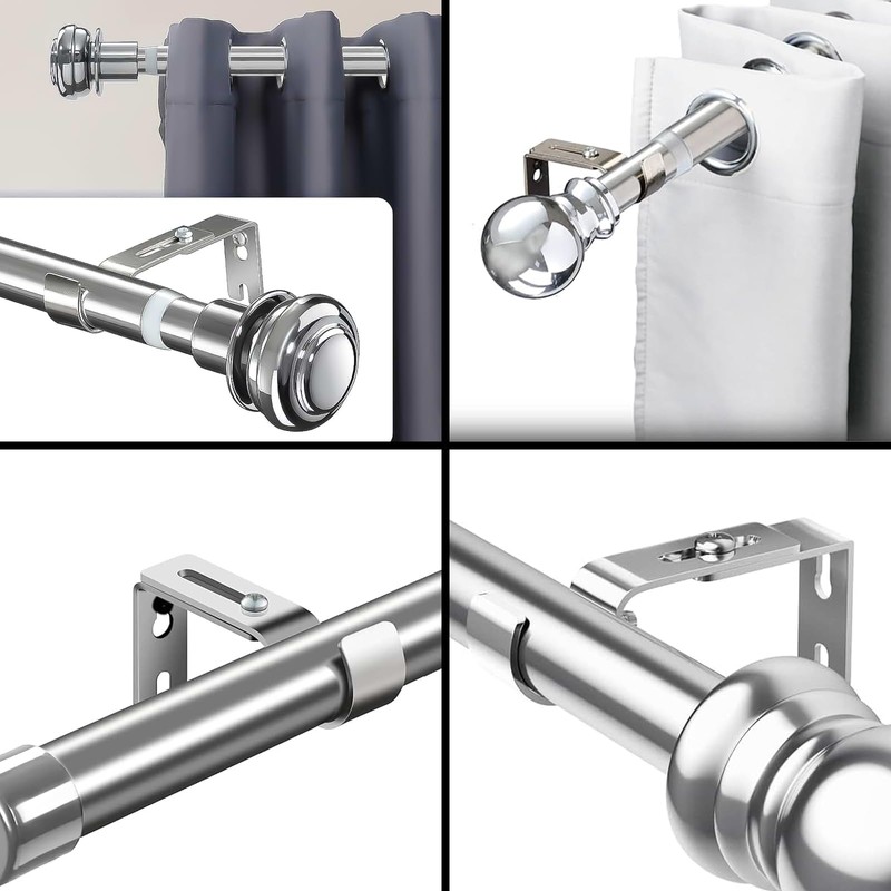 sebudion 8 Pcs Curtain Pole Bracket Heavy Duty, Adjustable Length