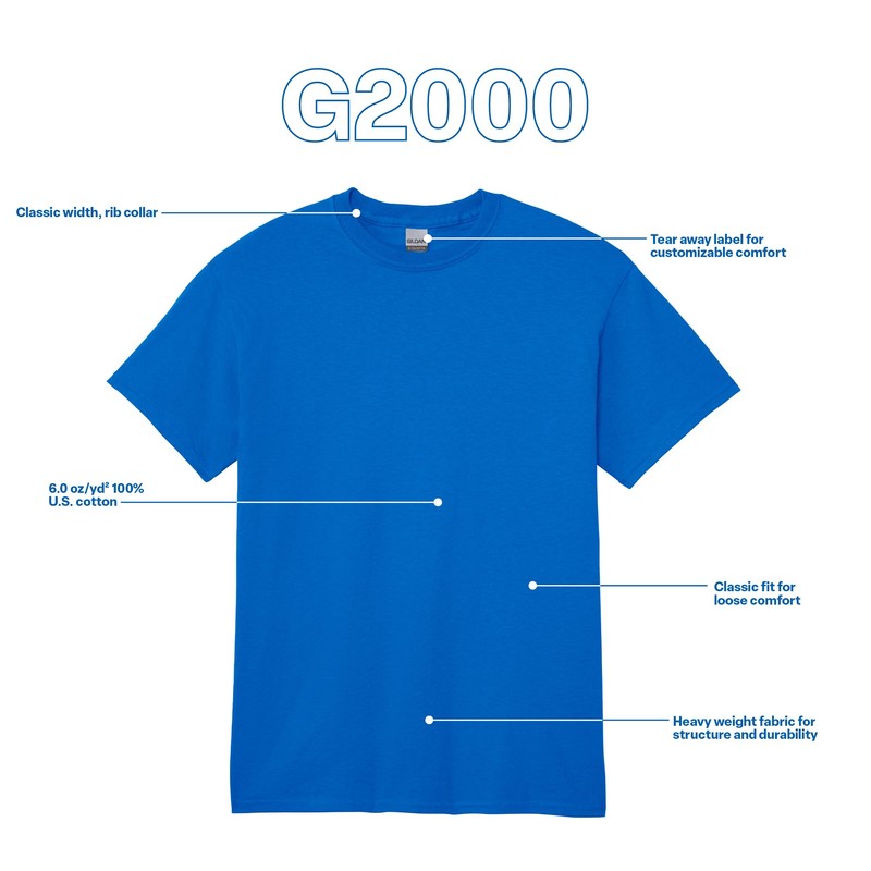 Gildan Adult Ultra Cotton T-Shirt, Style G2000, Multipack, Sapphire (2-Pack),