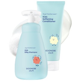 GOONGBE Korean Kids Silicone-Free Silky Shampoo & Conditioner for Weak Frizzy Hair - Glossy Shine & Tangle Prevention - Low pH - Allergen-Free, 10.1oz & 6.76oz