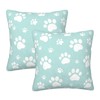 Cute Dog Paws Mint Green Throw Pillow Covers Set of
