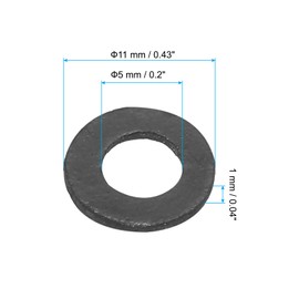 PATIKIL M5 Rubber Flat Washer, 60 Pack 5mm ID 11mm OD 1mm Thick Sealing Spacer Gasket Ring for Faucet Pipe Water Hose Fastener Bolt, Black