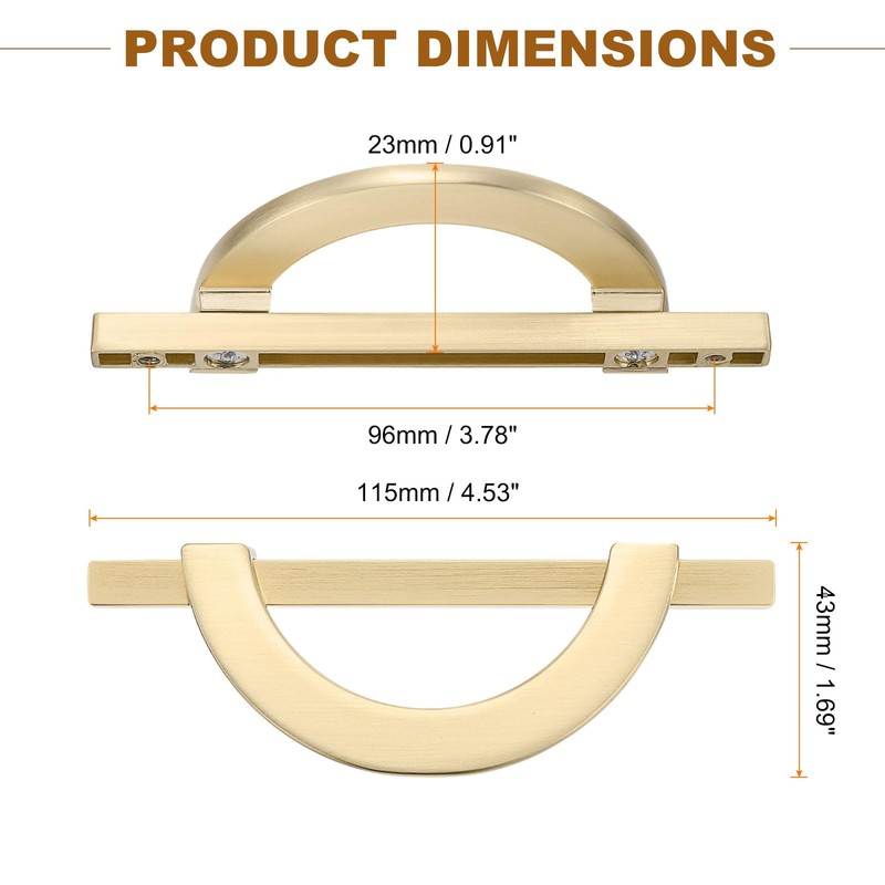 sourcing map 4 Pcs 3.78 Inch Kitchen Cabinet Handles, Half