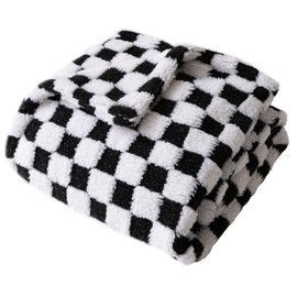 Checkered Baby Blanket Neutral Ultra Soft Baby Blanket Fuzzy Cozy Baby Blankets Warm Comfort Reversible Baby Bed Blanket for Toddlers Infant or Newborn (Black and White)