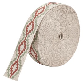 FINGERINSPIRE 9.1 m Cross Jacquard Ribbon 3.8 cm Wide Vintage Geometric Woven Trim Bohemian Style Polyester Poly Webbing for Sewing Clothes Wedding Gift Packaging Bag Strap