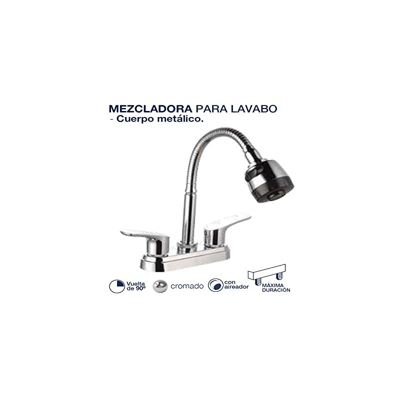 Mezcladora Lavabo Cuerpo Metálico Manerales Pato Flexible